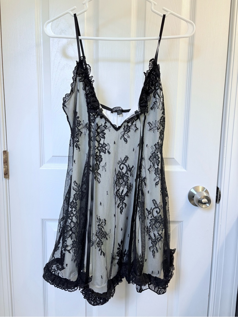 Dolls Kill Faithfully Doomed Black Lace Mini Chemise Dress